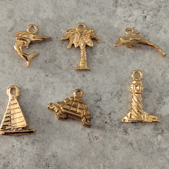 Gold Nautical and Nature Charms Set - Picture 1 of 7